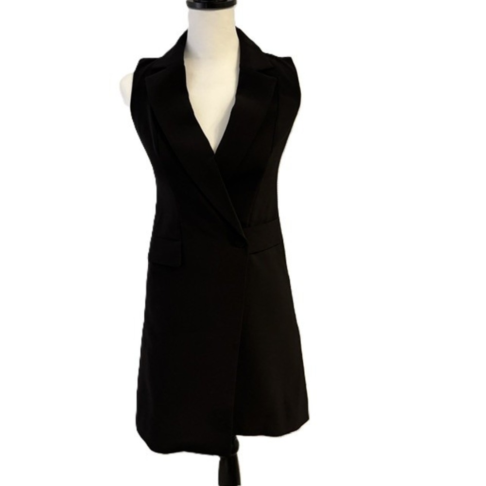 White House Black Market Sleeveless Tuxedo Wrap Dress Women 00 Excellent